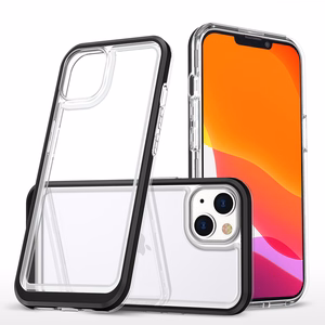 Selkeä 3in1 tapauksessa iPhone 14 Plus silikoni suojus kehys musta