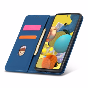 Magneettikorttikotelo Samsung Galaxy A12 5G pussi lompakko kortin haltija sininen