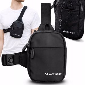 Wozinsky WMS-W1 vedenpitävä unisex-miniolkalaukku puhelimelle kahdella lokerolla - musta