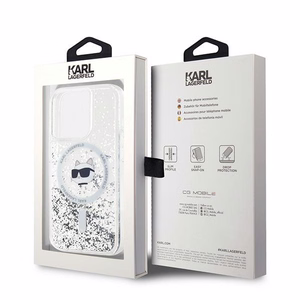 Karl Lagerfeld Liquid Glitter Choupette Head MagSafe case for iPhone 13 Pro Max - transparent