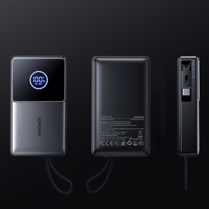 Joyroom JR-PR1 10000mAh 22.5W Powerbank sisäänrakennetulla sisäänvedettävällä USB-C-kaapelilla - musta