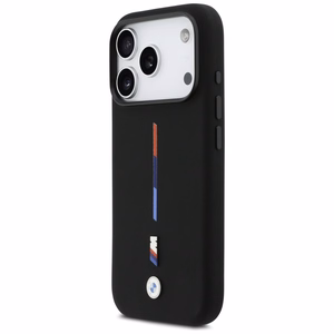 BMW M Silicon Tricolor Line MagSafe Suojakuori iPhone 17 Pro - musta