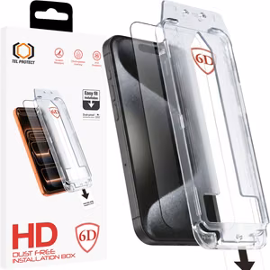Tel Protect Dust-Free Easy Fit Full Glue 6D karkaistu lasi Iphone 15 Pro musta