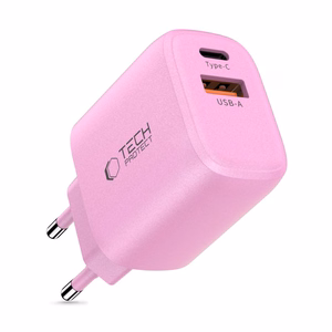 Tech-Protect NCA30 PD 30W QC3.0 USB-A / USB-C Wall Charger - Pink