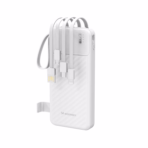 Wozinsky W11-W 10000mAh 10W varavirtalähde sisäänrakennetuilla kaapeleilla ja taskulampulla - valkoinen