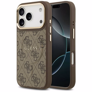 Guess 4G PU Classic Logo MagSafe -suojakuori iPhone 17 Pro - ruskea