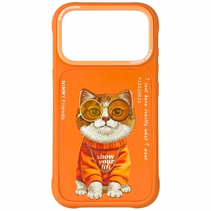 Nimmy Glasses Cool Cat Suojakuori iPhone 17 Prolle - Oranssi
