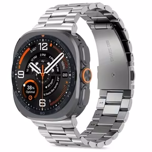 Tech-Protect Stainless Steel -ranneke mallille Samsung Galaxy Watch Ultra 47 mm – hopeanvärinen