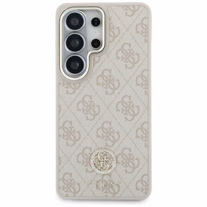 Guess 4G Big Rhinestone Triangle Strap MagSafe -suojakuori Samsung Galaxy S26 Ultralle vaaleanpunainen