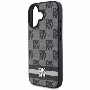 DKNY Checkered Pattern Painetut Raidat iPhone 16:lle Suojakuori - Musta