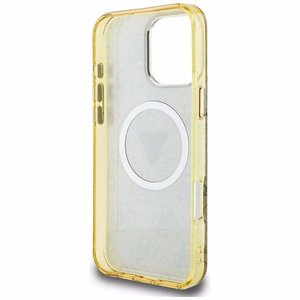 GUESS Suojakuori iPhone 16 Pro Max:lle MagSafe-yhteensopiva GUHMP16XHG4PRTGW (IML Metal Glitter 4G Circle Triangle) Ruskea