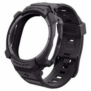Spigen Rugged Armor Pro -suojakuori- ja rannekepakkaus Samsung Galaxy Watch Ultra 2 (2026) 47 mm -kellolle – mattamusta