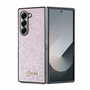 Guess 4G Glitter Script Suojakuori Samsung Galaxy Z Fold 6:lle - Vaaleanpunainen