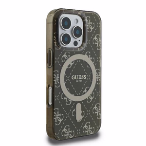Guess IML 4G Background MagSafe Suojakuori iPhone 16 Pro:lle - ruskea