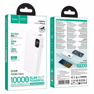 Hoco J158 Pro -varavirtalähde, 10000 mAh, QC, PD, 2 A, 22,5 W, valkoinen