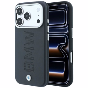 BMW Sign Centered Deboss -suojakuori laitteelle iPhone 18 Pro Max / 17 Pro Max, MagSafe-yhteensopiva – harmaa