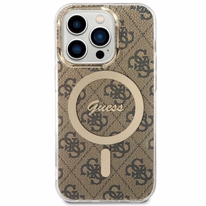 Guess IML 4G MagSafe suojakuori iPhone 15 Pro:lle - ruskea