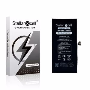 StellarXcell Diagnostic -akku Apple iPhone 13 mini -puhelimeen, 2410 mAh (vakiokapasiteetti + laadukas BMS-kopio)