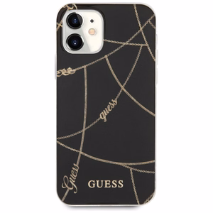 Guess GUHCP12SPCUCHBK iPhone 12 mini 5.4" musta/musta kovakotelo Kultaketju-mallisto
