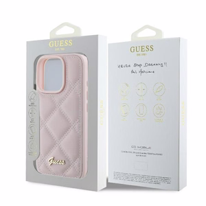 Guess Quilted Metal Logo Suojakuori iPhone 16 Pro:lle - vaaleanpunainen