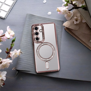 Bling MagSafe suojakuori Samsung Galaxy S25 FE pinkki