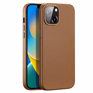 Dux Ducis Grit Nahkakotelo iPhone 14 Plus -puhelimelle Elegantti tekonahkakotelo (MagSafe-yhteensopiva) Ruskea