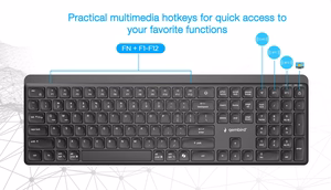 Gembird KB-WPS-03 Keyboard Wireless US Bluetooth Black