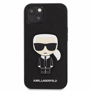Karl Lagerfeld Saffiano Ikonik Karl's Patch Kotelo iPhone 13 mini - Musta