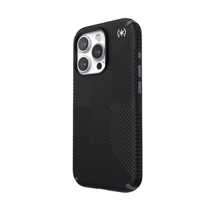 Speck Presidio2 Grip MagSafe suojakuori iPhone 15 Pro -laitteelle, musta liuskeenharmailla yksityiskohdilla