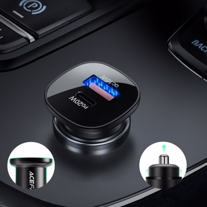 Acefast auton laturi 38W USB Type C / USB, PPS, Power Delivery, Quick Charge 3.0, AFC, FCP musta (B1 black)