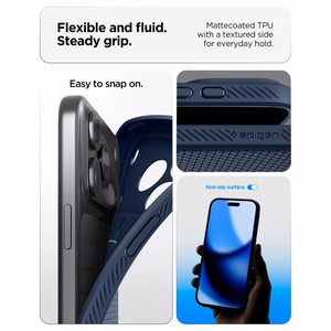 Spigen Liquid Air suojakuori mallille iPhone 18 Pro / 17 Pro – väri: tummansininen