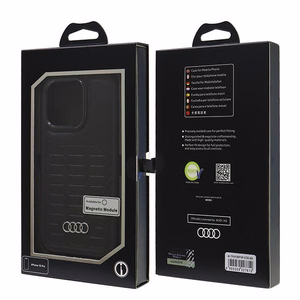 Audi Synteettinen Nahka MagSafe iPhone 16 Pro 6.3" Musta/Musta Kova Suojakuori AU-TPUPCMIP16P-GT/D3-BK