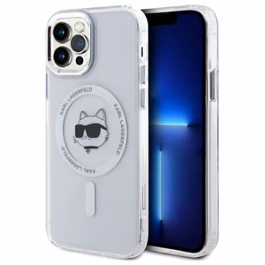 Karl Lagerfeld IML Metal Choupette Head MagSafe iPhone 12 Suojakuori - valkoinen