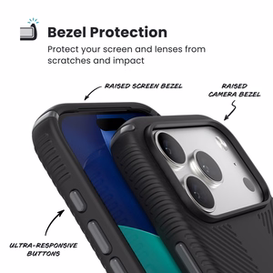 Speck Presidio2 Grip MagSafe suojakuori iPhone 17 Pro -laitteelle, Black / Slate Grey -värinen