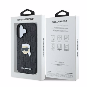 Karl Lagerfeld Monogram Karl Head Pin iPhone 16 Suojakuori - Musta