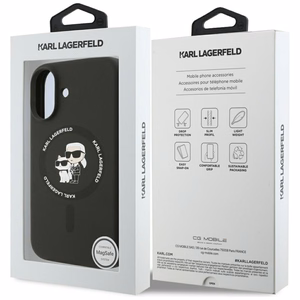 Karl Lagerfeld Silikoninen Karl&Choupette Ring MagSafe Suojakuori iPhone 17:lle - Musta