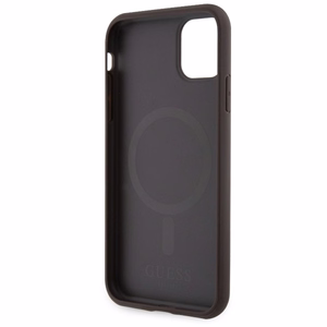 Guess GUHMN61P4RPSW iPhone 11 / Xr ruskea/ruskea suojakuori 4G Printed Stripes MagSafe