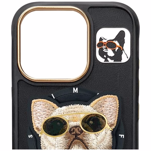 Nimmy Glasses Cool Dog MagSafe Suojakuori iPhone 16 Pro Max:lle - musta