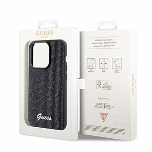 GUESS GUHCP14LPMSDGSK Disco Metal Script -suojakuori iPhone 14 Prolle - musta