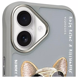 Nimmy Glasses Cool Dog iPhone 16 Suojakuori - harmaa