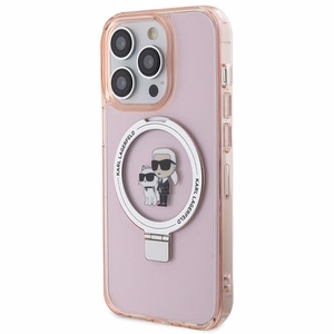 KARL LAGERFELD Suojakuori IPHONE 15 Pro MagSafe-yhteensopiva KLHMP15LHMRSKCP (Ringstand KC) vaaleanpunainen