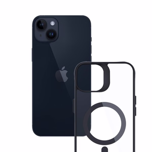 3mk Satin Armor MagCase MagSafe-tuella iPhone 14 Plus:lle - Läpinäkyvä mustalla kehyksellä