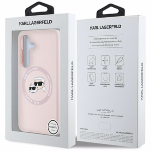 Karl Lagerfeld Suojakuori Samsung S25:lle KLHMS25SSKCHTCP (Magneettinen Silikoninen Double Heads) Vaaleanpunainen
