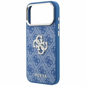Guess 4G & Big Strass Logo -suojakuori iPhone 18 Pro / 17 Pro -malleille, sininen