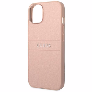 Guess GUHCP14MPSASBPI Saffiano with Metal Logo suojakuori laitteelle iPhone 14 Plus, vaaleanpunainen