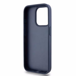 DKNY Nahkainen Mono Raita ja Metallinen Logo Suojakuori iPhone 15 Pro:lle - sininen