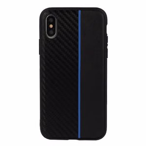 Moto Carbon Suojakuori Samsung Galaxy A6 Plus 2018:lle - musta sinisellä raidalla
