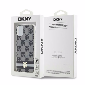 DKNY IML Ruudullinen Mono-kuvio ja Painetut Raidat MagSafe Suojakuori iPhone 11 / Xr:lle - musta