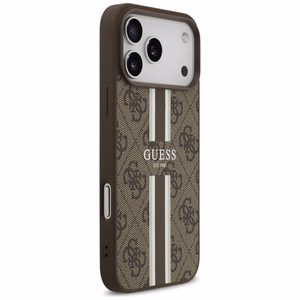 Guess 4G Printed Stripes MagSafe suojakuori iPhone 17 Pro Max:lle ruskea