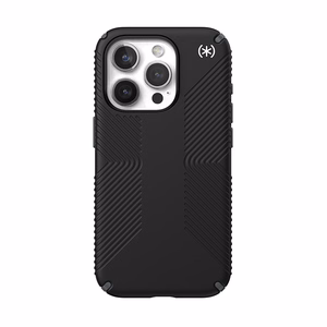 Speck Presidio2 Grip MagSafe suojakuori iPhone 15 Pro -laitteelle, musta liuskeenharmailla yksityiskohdilla